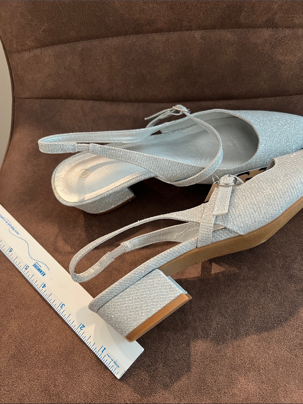Silver Slingback Pointed Toe - Picture 3 of 5